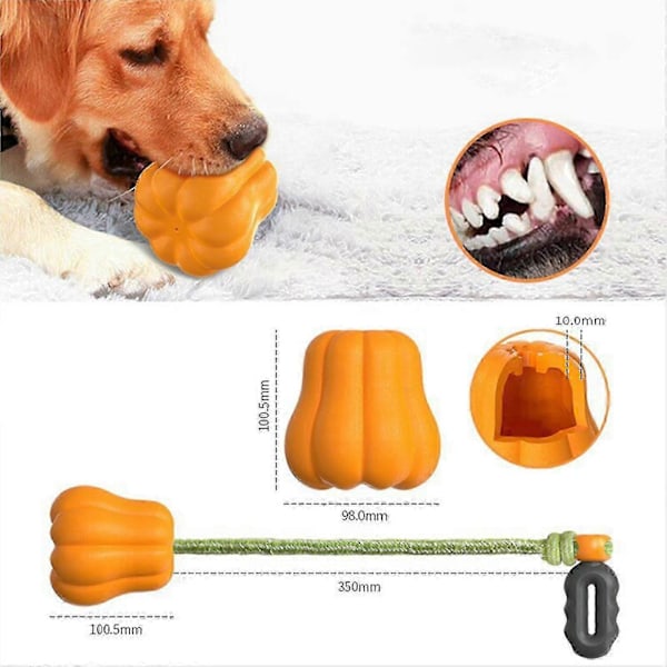 Interaktive Hundelegetøj, Græskar Hundelegetøj til Mellemstore til Store Hunde, Hundetyggelegetøj med Langt Reb til Aggressive Tygger, Hundetræning DMJ