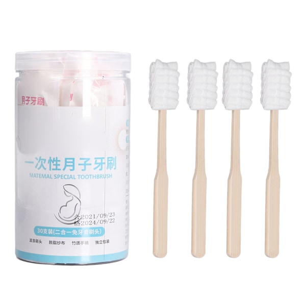 30pcs Disposable Pregnant Woman Toothbrush Oral Care Soft Toothbrush with Bamboo Handle