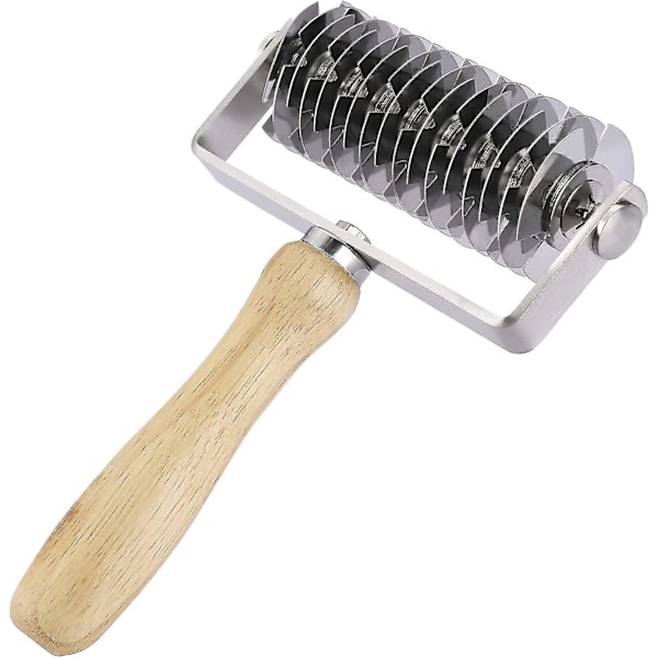 Stainless Steel Lattice Pastry Cutter with Wood Handle, DIY Baking Tool for Cookies, Pies, and Pastries