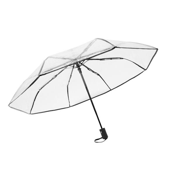 Klar automatisk sammenklappelig paraply 8 ribber 3 folde sort kant transparent auto åben luk paraply til udendørs rejse bryllup