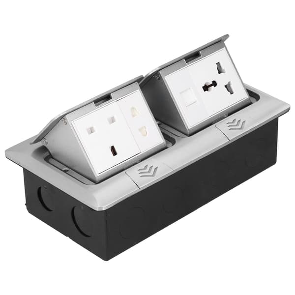 Gulv Pop Up Stikkontakt Skjult Multifunksjon Sølv Aluminiumlegering Britisk Standard