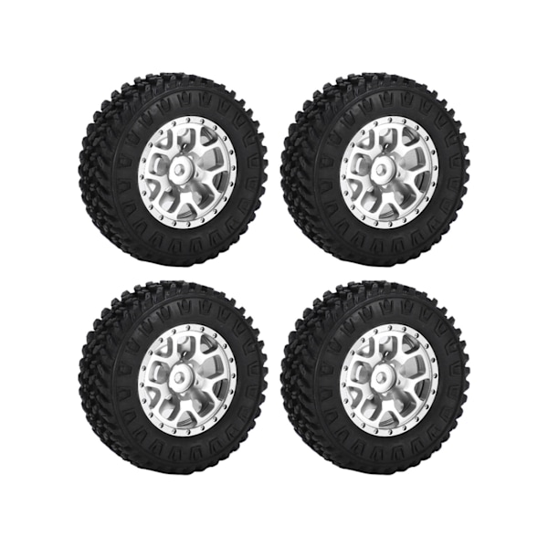 4 stk. gummi 55 mm dæk messing modvægt kombinator aluminiumlegering fælg til Axial SCX24 1/24 RC bil opgraderingsdele sølv