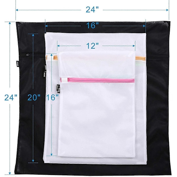 5 Vaskeposer i Mesh - 1 King, 2 Store og 2 Medium