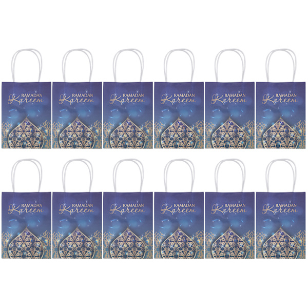 12 kpl Ramadan lahjapaperipussi narukahvalla, paperipakkauskoristeet, kassi, askartelutarvikkeet, sininen