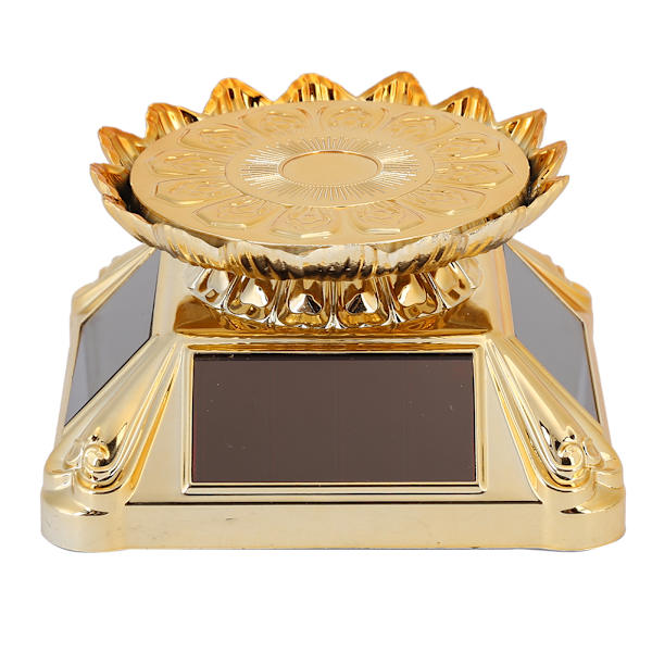 Roterande skivspelare Smycken Display Stativ Hållare Halsband Bricka Soldriven Guld 80 x 48 mm