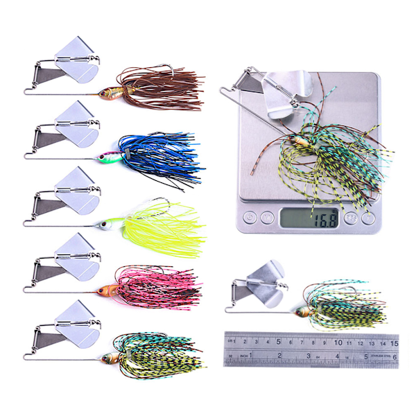 5 st Spinnerbait Fiske Lure Spinner Baits Kits Fiske Hårda Spinner Lures för Bass Öring Lax