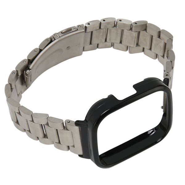 Urrem Beskyttende Case Band 2 i 1 justeret rustfrit stål urbånd til Redmi Watch 3 Silver