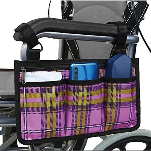 Kørestolstaske, Kørestolssidetaske til armlæn med refleksstribe til rollatorer, el-scootere, rollator tilbehør (mesh)