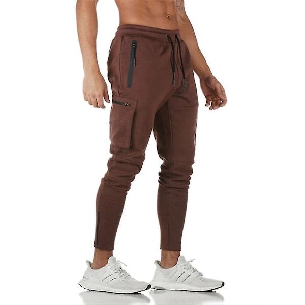 Miesten Camouflage Urheiluhousut - Tyylisäätöinen Vetoketjullinen Juoksuhousut XL viininpunainen 2