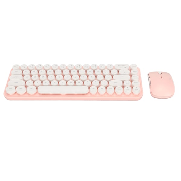 Skrivmaskin Tangentbord och mus Combo 68 tangenter 2,4 GHz stabil överföring Batteridrivet Retro skrivmaskin Tangentbord för Windows Vit Rosa