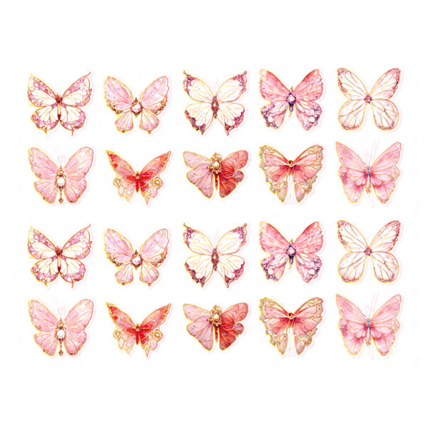 20 stk Laser Golden Butterfly Stickers DIY Dekal Stickers for Scrapbooking Håndbøker Notatbøker Fotoalbum Brev Rosa Butterfly