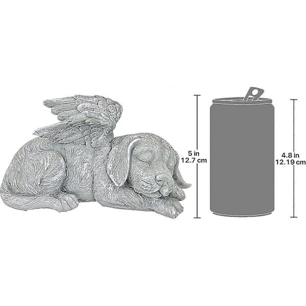 Husdjursminnesmärke Gravmarkör Staty - Yaju Hundängel, Polyresin, Stenfinish, Grå (1st)