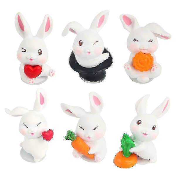 Påskhare Figurin*6 Mini Påskhare Figurer Påskdekoration