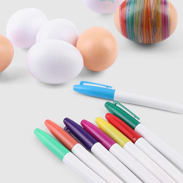 Påskeegg Spinner, Eggfargingssett med 8 Påskeegg Tusjer 3 Påskeegg rosa