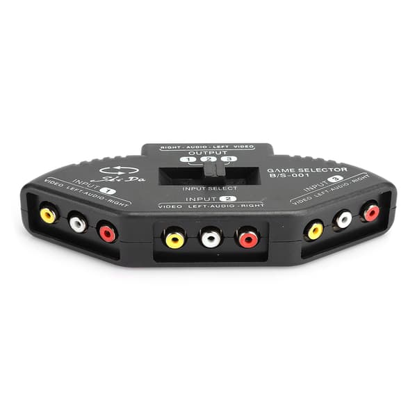 3 i 1 Ud Audio Video RCA Splitter Sort Switch Vælger med AV Kabel til DVD VCD VCR Sort