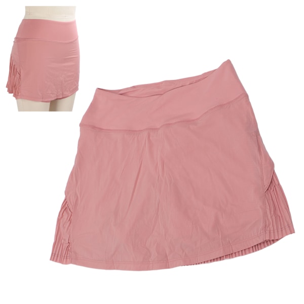 Tennisskjørt for kvinner med shorts under, bred linning, hurtigtørkende treningsskjørt, rosa, XL