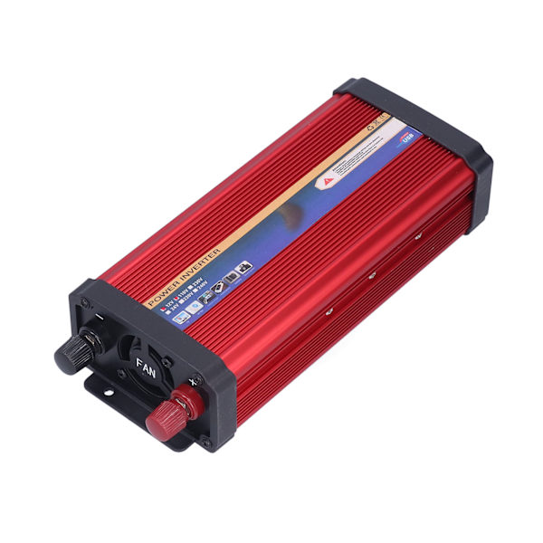 1000W Bilströminverter Modifierad Sinusvåg Dubbla USB-portar Snabbladdning Aluminiumlegering Röd 12V-110V