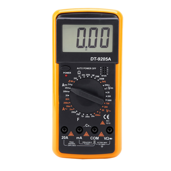DT9205A LCD-skjerm Håndholdt digitalt multimeter AC/DC motstandskapasitanstester