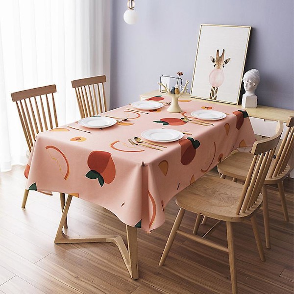 1 st Blandat Tyg Rektangulär Duk Bordsduk för Kök Matsal Bordsdekoration (140x200cm, persikomönster)