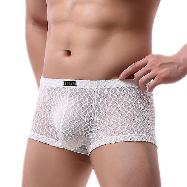 Sexy Lace Herre Boksershorts - Pustende og Komfortable Undertøy for Menn M Hvit