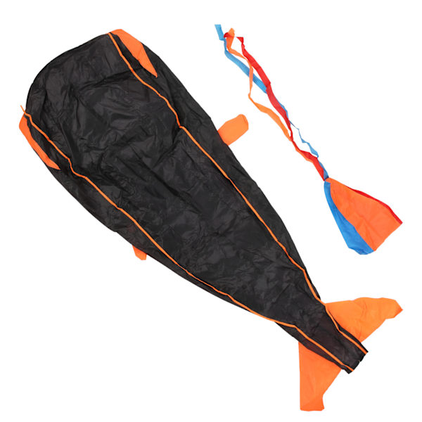 Delfinkite i polyester, 3D-tecknad djur, mjuk parafoil, utomhusleksak, svart