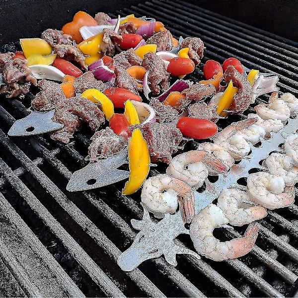 Genanvendelig Grillspyd Grillrist Rustfrit Stål Shish Kabobs Til Oksekød Svinekød Grøntsager Zekai