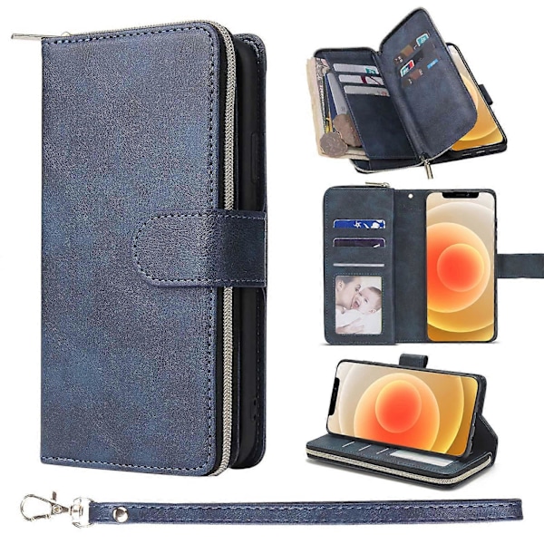 Etui til Samsung Galaxy S22 Ultra, Wallet Phone Case Mørkeblå