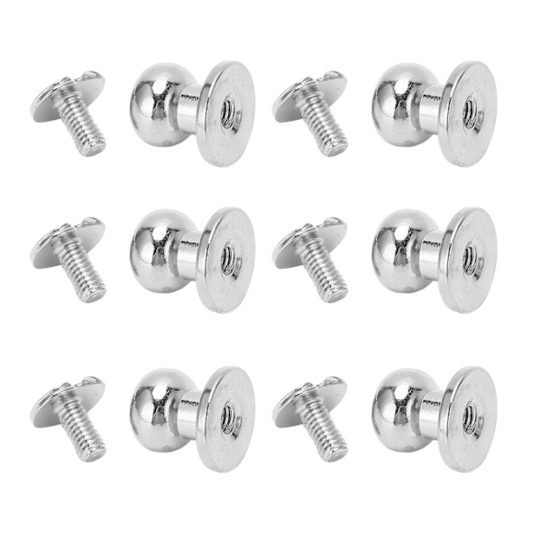 50 sæt runde hovedskruer 10x8mm DIY dekoration kobber letvægts skruepost fastgørelse til tasker sko sølv