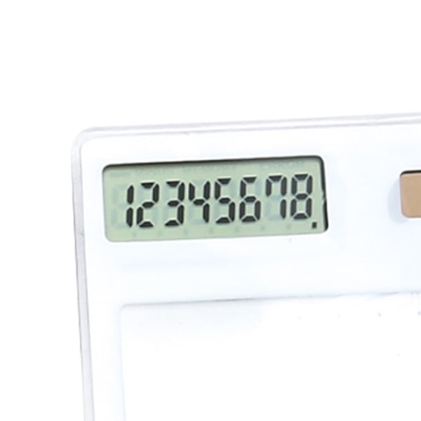 Solar Powered Lommeregner Touch Screen 8-cifret LCD Display Bærbar Transparent Lommeregner til Office School Home Hvid