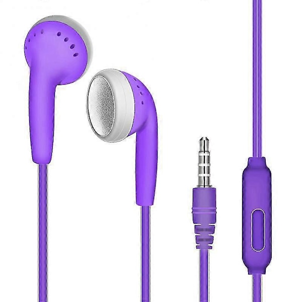 Multi-farvet 3,5 mm In-line Kablet Høretelefon - Flade Øretelefon Tilbehør Blå