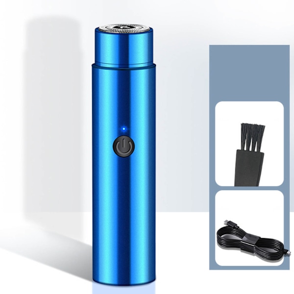 Elektrisk skäggklippare Mini USB Uppladdningsbar Bärbar Roterande elektrisk skäggtrimmer för män Kvinnor Blå