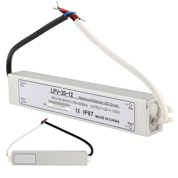 BERM Vattentät Strömförsörjning Aluminiumlegering Switch Transformator Driver LPV-20-12 20W DC12V