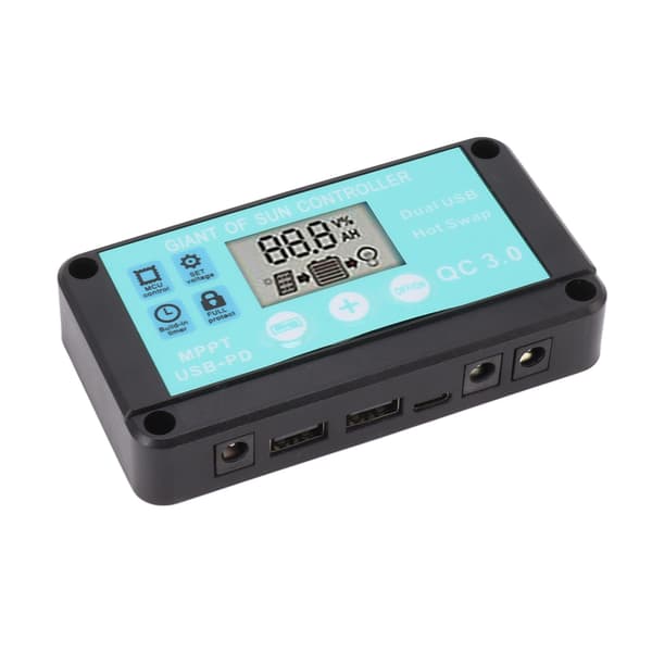 Solar ladekontroller dobbel USB-utgang hurtiglading solcellepanelregulator 12V/24V for husholdningsindustri 10A