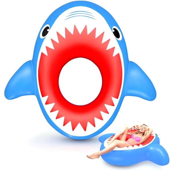 Inflatable Pool Floats Summer Beach Pool Inflatables Toys Soft Durable Shark Swimming Floating Bed