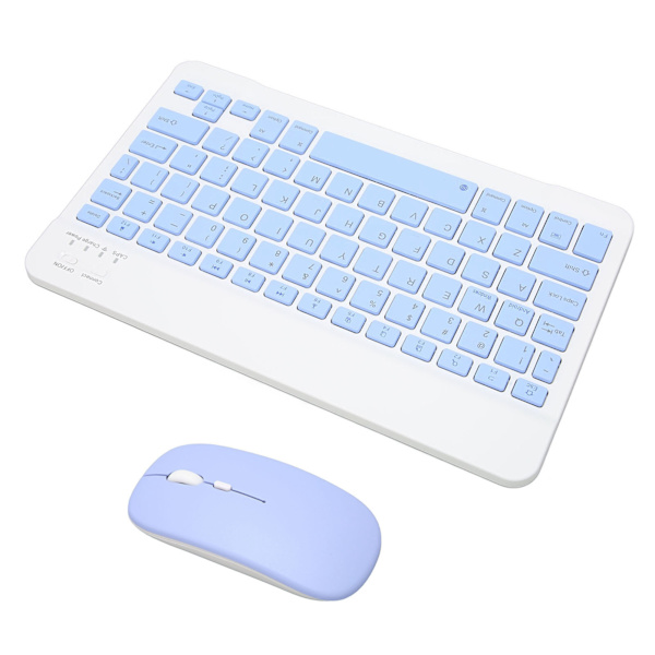 Trådløst tastatur musesett 10 tommer datamaskintastaturer musekombinasjon for nettbrett Mobiltelefon datamaskin blå