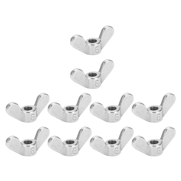 10 stk vingemuttere 304 rustfritt stål M6 sommerfuglfestedeler Assorterte sett for maskiner