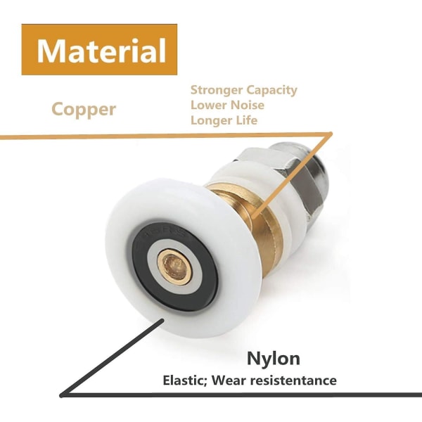 8 stk 25mm dusjdør skyveruller erstatningshjulsett - dusjdør rullehjul hjul