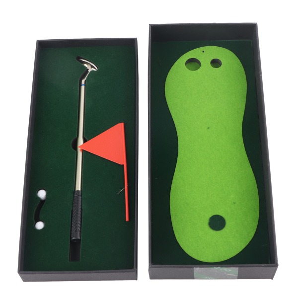 Desktop Small Golf Game Practice Set Kuglepen Putters Golfbold Putting Mat Flag