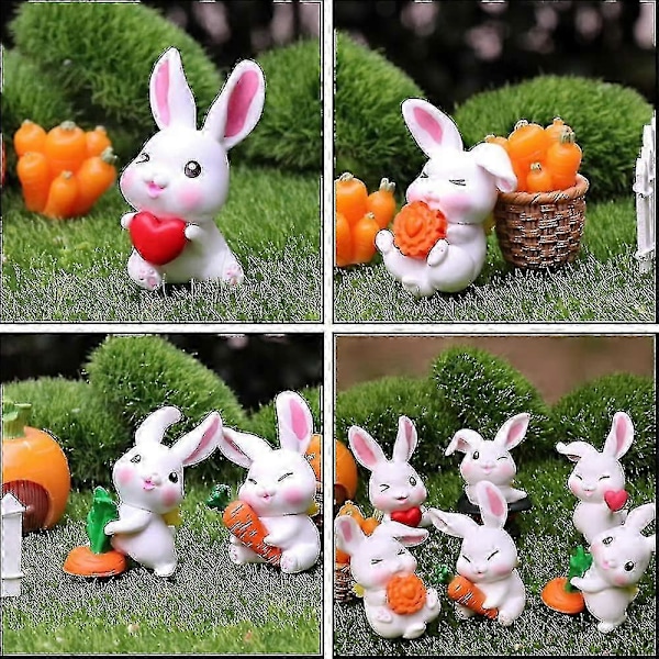 Påskhare Figurin*6 Mini Påskhare Figurer Påskdekoration