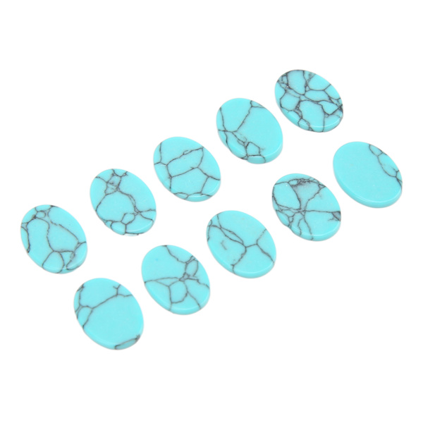 10 stk. flade turkise sten Oval blank glans udseende DIY smykkesten flad turkis til øreringe armbånd vedhæng påfugleblå 12x16mm(WxL)
