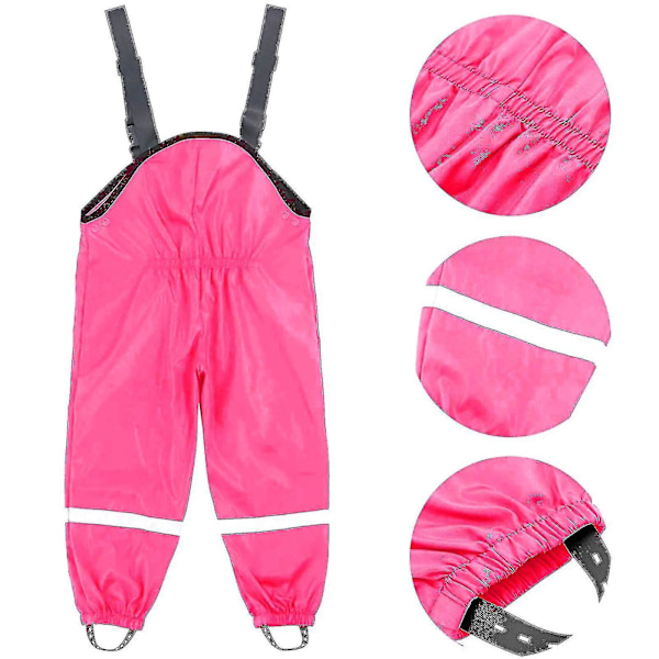 Waterproof Unisex Kids Rain Dungarees: Windproof and Mud-Resistant74 Pink