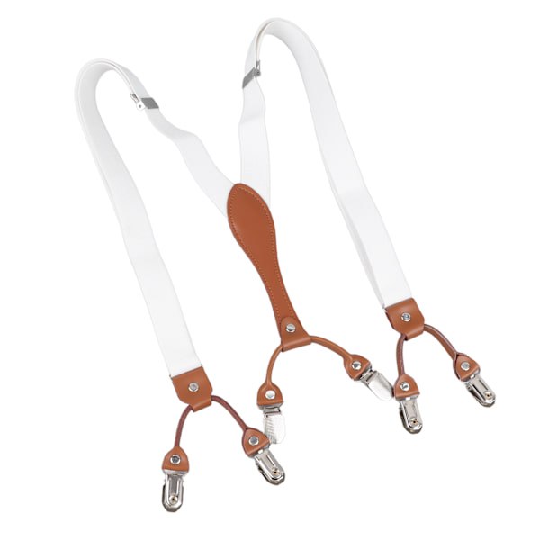 Herr Suspender Dubbelskiktad Justerbar Elastisk Bekväm Heavy Duty Suspender för Herrar Man Vit
