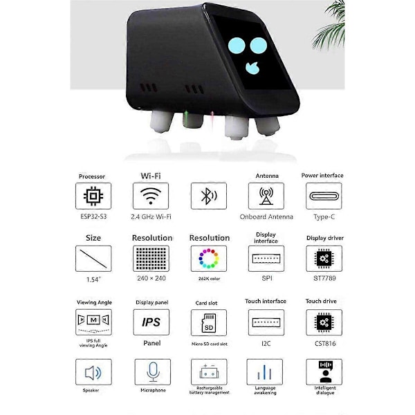 DeepSeek XiaoZhi AI Chat -robotti 1,54 tuuman LCD-kosketusnäytöllä B