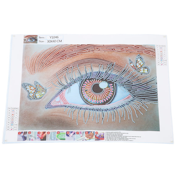 Rhinestone Maleri Farve Øje Mønster DIY Håndlavet Hjem Væg Dekoration Billede 30x40cm