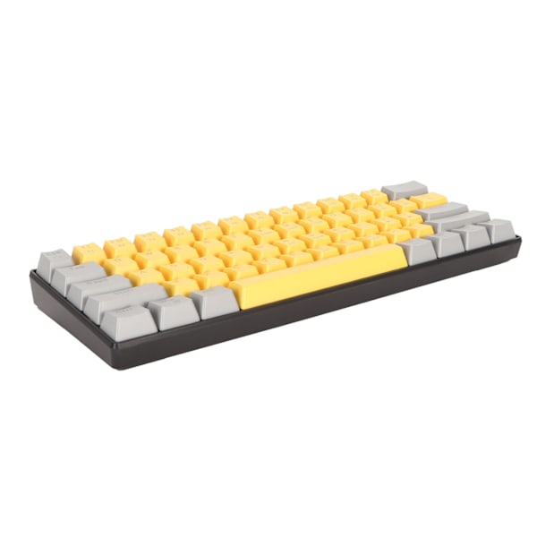 61-tangenters mekaniskt tangentbord, bärbart, kompakt 60 % spelande tangentbord med LED-bakgrundsbelysning för Windows PC-bärbar dator, grågul yta, blå brytare