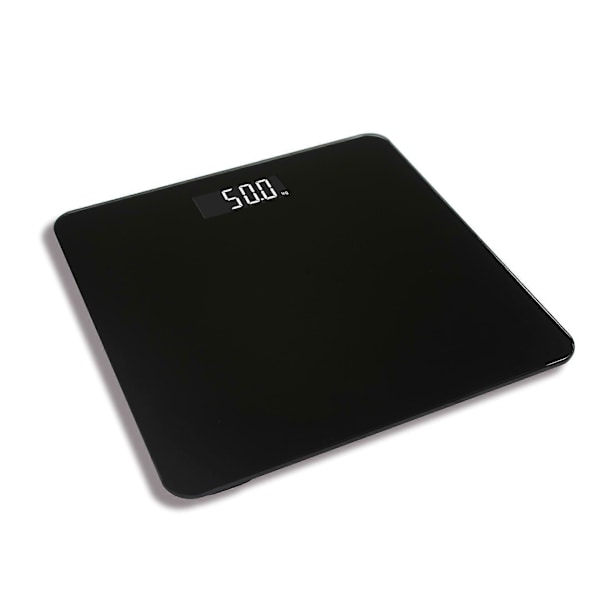 Digital badevægt, høj præcision badevægt med belyst display, batteridrevet (medfølger ikke), 180 kg, sort