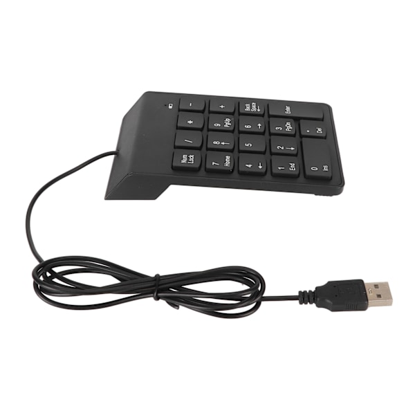 Kablet numerisk tastatur sort USB-tilslutning 18 taster stille plug and play udjævning numerisk tastatur til bankkontorspil