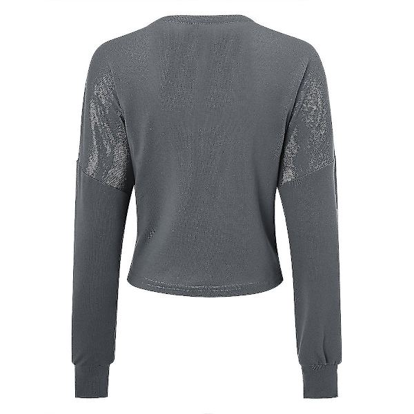 Trendig bomullsdam V-ringad lös enfärgad casual kofta - Finns i 15 färger 2XL Grå