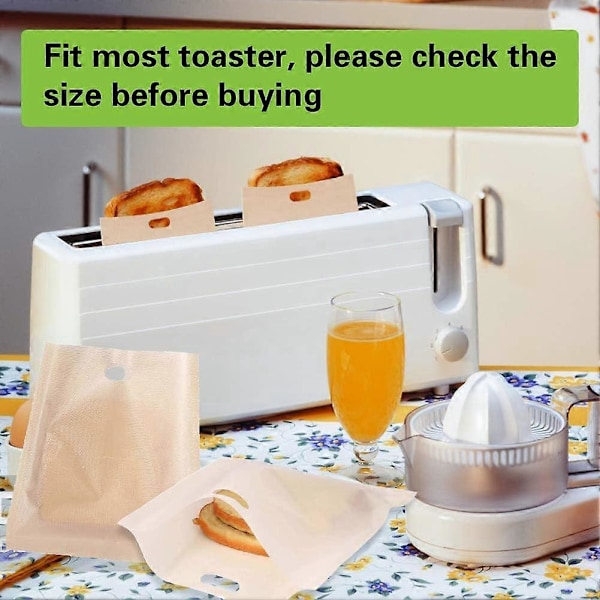 Toasterpose, Genanvendelige Toast Sandwich Poser FDA Godkendt Varmebestandig Non-Stick i 3 Forskellige Størrelser 6 Stykker