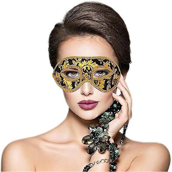Elegant venetiansk maske for maskerader, danser og karneval - 4 deler